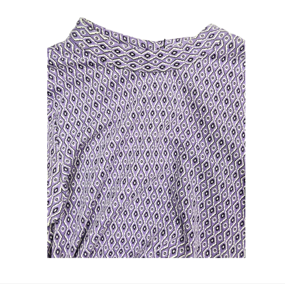🌞ZARA Jaquard Long Sleeve Cut-out Open Back Mini Dress Purple Retro Geometric - Picture 12 of 14